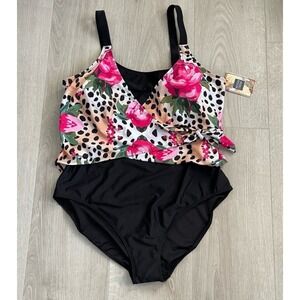 NWT Size‎ 14 Women's One Piece Animal Print & Floral Swimsuit by Noon Swim